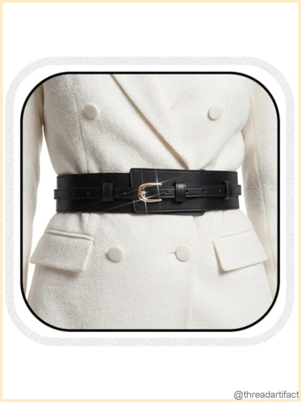 Women's Faux Leather 2-in-1 Cinch Wide Belt Adjustable Retro Waistband